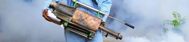 Fumigation technician using a fogger for deep pest treatment in Hollywood, FL